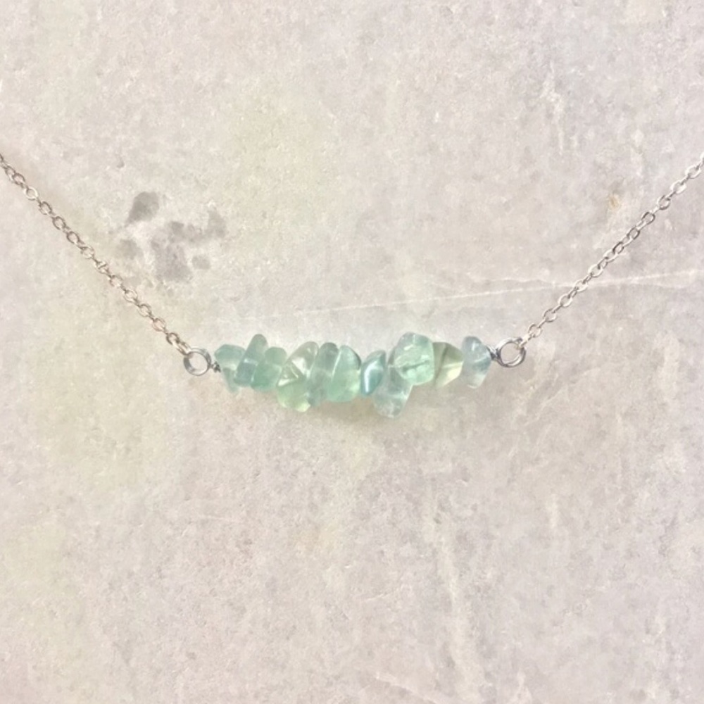 Green Fluorite Bar in Silver